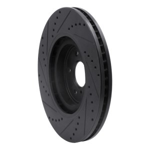 Infiniti Q50 Brake Rotor (1) - Front Right - R1 Concepts - Drilled & Slotted - Black - `08-`25